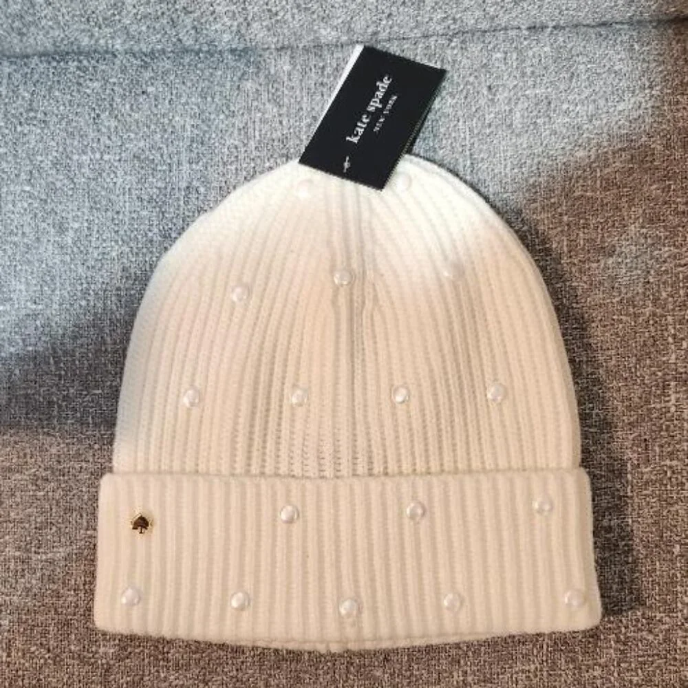 Kate Spade New York Ivory, Pearl Embellished Beanie NWT - Picture 1 of 3
